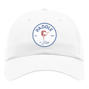 White cap with 'Paddle + Pin' logo on a white background thumbnail