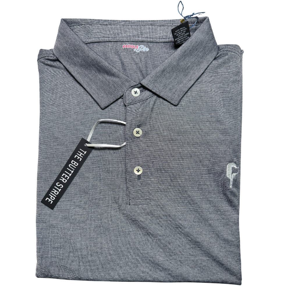 Soft Black Butter Stripe Performance Polo